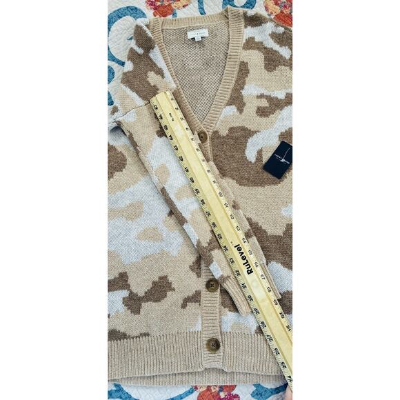 NWT Lucky Brand Sz S Tan Brn Camo 5 Button Up Cardigan Wool Blend MSRP $80 - Picture 9 of 9